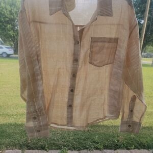 Easel Brown Plaid Button Down Shirt
